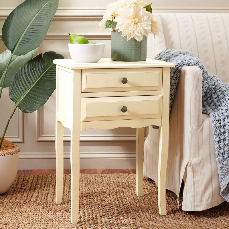 Lori End Table With Storage Drawers - AMH6576E - Barley - Safavieh Couture