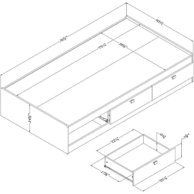South Shore Spark Twin Drawers Sleigh Bed