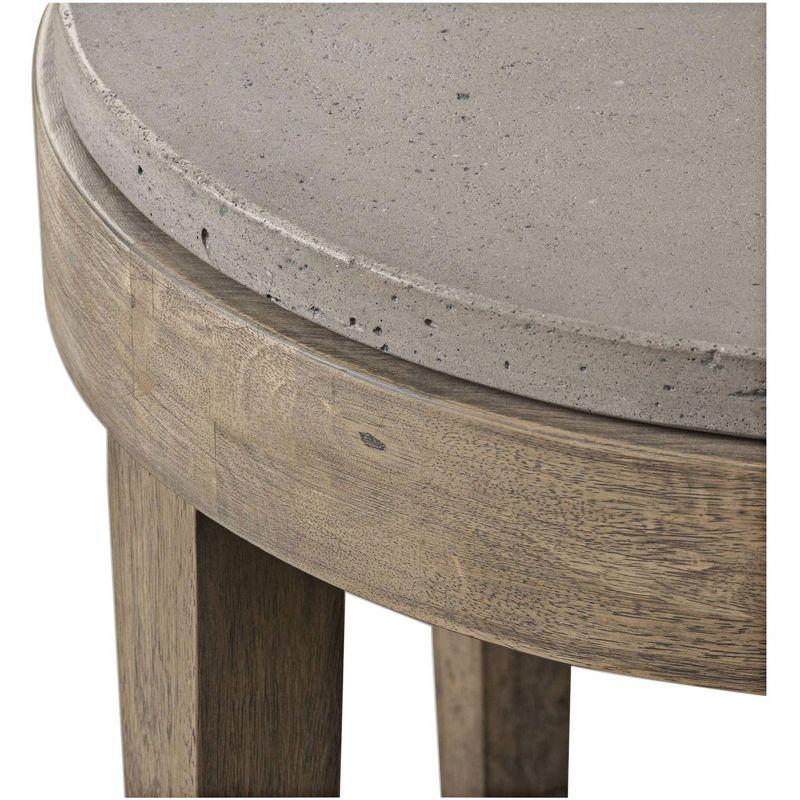 Uttermost Traditional Birch Wood Round Accent Table 24" Wide Brown Glazed Poured Concrete Tabletop for Living Room Bedroom House