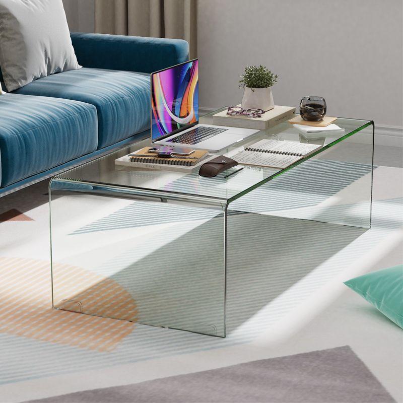 Costway Tempered Glass Coffee Table Accent Cocktail Side Table Living Room Furniture