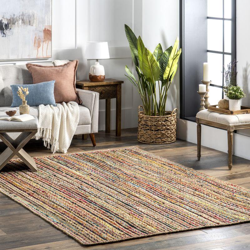 Nuloom Aleen Striped 5x8 Jute Indoor Area Rug for Dining Room Rug Neutral Rug Living Room Rug Kitchen, Multicolor