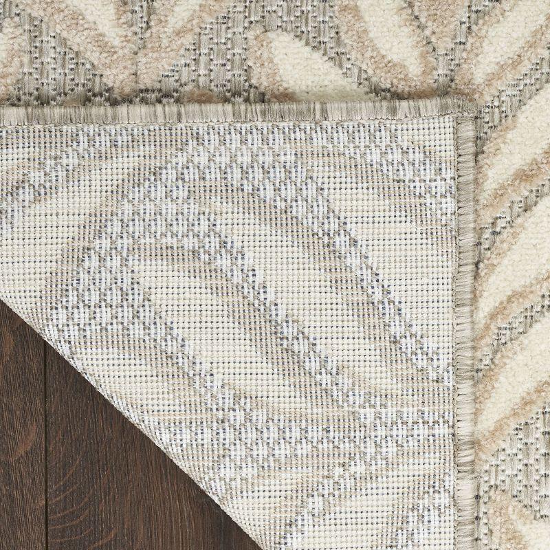 Nourison Aloha Tropical Palm Flatweave High-Low Indoor Outdoor Area Rug Ivory Grey 5'3" x 7'5"