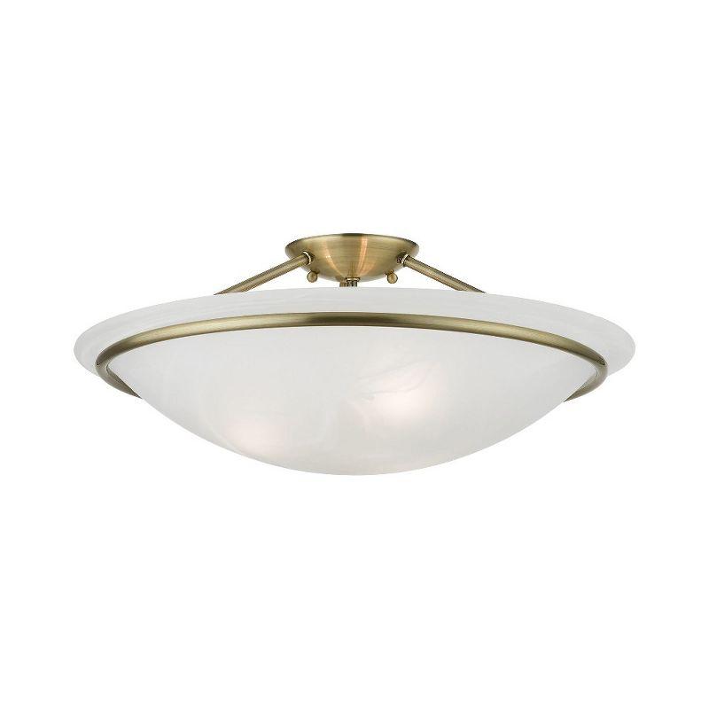 Livex Lighting Newburgh 3 - Light Semi-Flush Mount in  Antique Brass