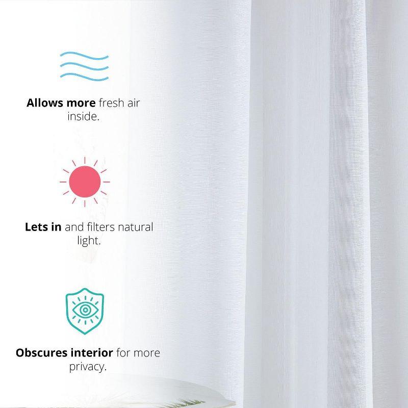 HLC.ME Semi Sheer Voile Light Filtering Transparent Window Curtain Grommet Panels - Set of 2 - Beige, 54 W x 108 L