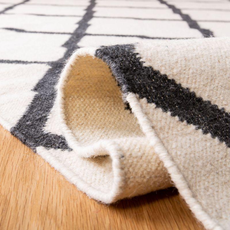 Ivory Charcoal Handwoven Wool-Blend 8' x 10' Flat Weave Rug