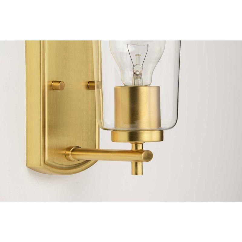 Progress Lighting Adley 1-Light Bath Wall Light, Satin Brass, Clear Glass Shade