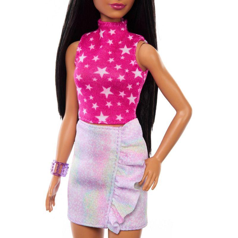 Barbie Fashionistas Doll #215 with Black Straight Hair & Iridescent Skirt, 65th Anniversary