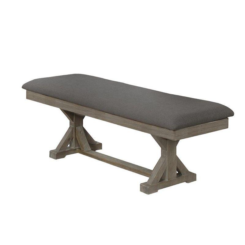 Gray Upholstered Wood Frame Dining Bench, 60"