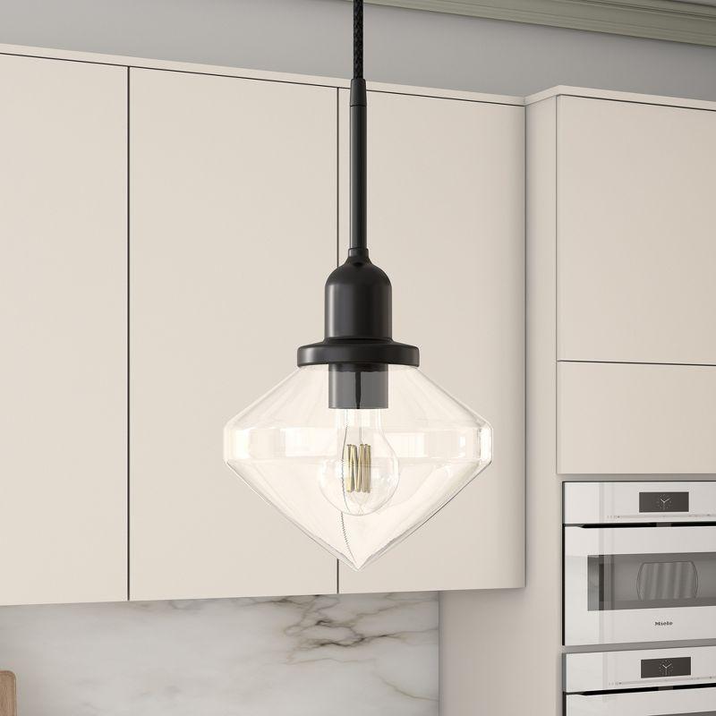 Zaria 8" Black Brushed Nickel Drum Pendant Light