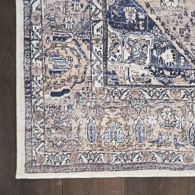 Ivory Blue Vintage Boho 4' x 6' Flat Woven Synthetic Area Rug