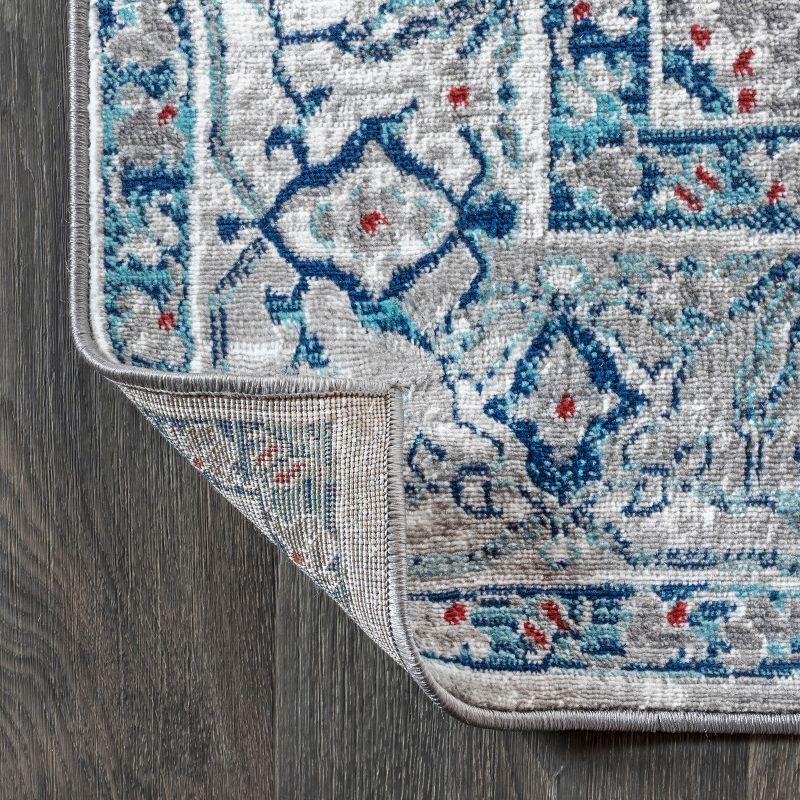 4'x6' Modern Persian Vintage Medallion Area Rug, Light Grey/Blue - JONATHAN Y