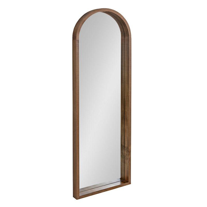 Hutton Modern Farmhouse Full-Length Arched Wood Mirror in Rustic Brown