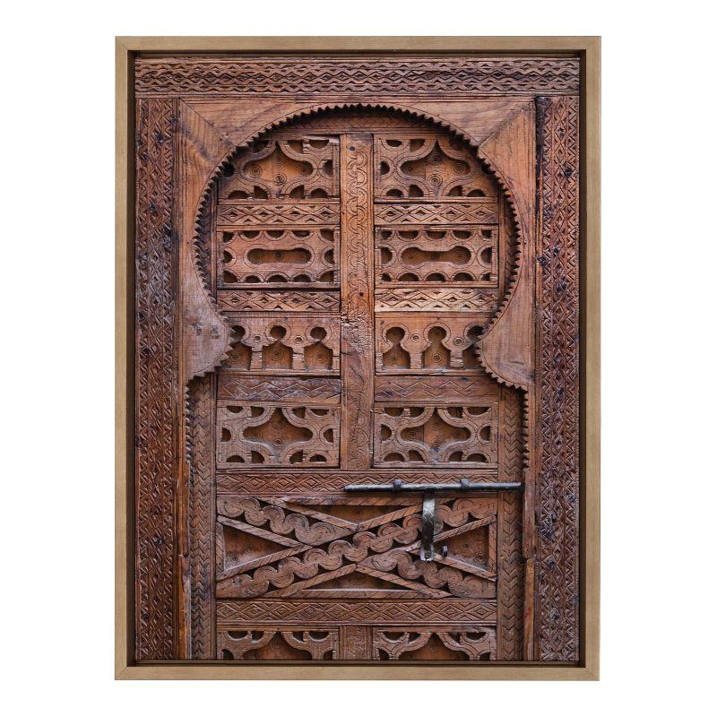 Gold Framed Morocco Marrakech Door Canvas Print, 18" x 24"