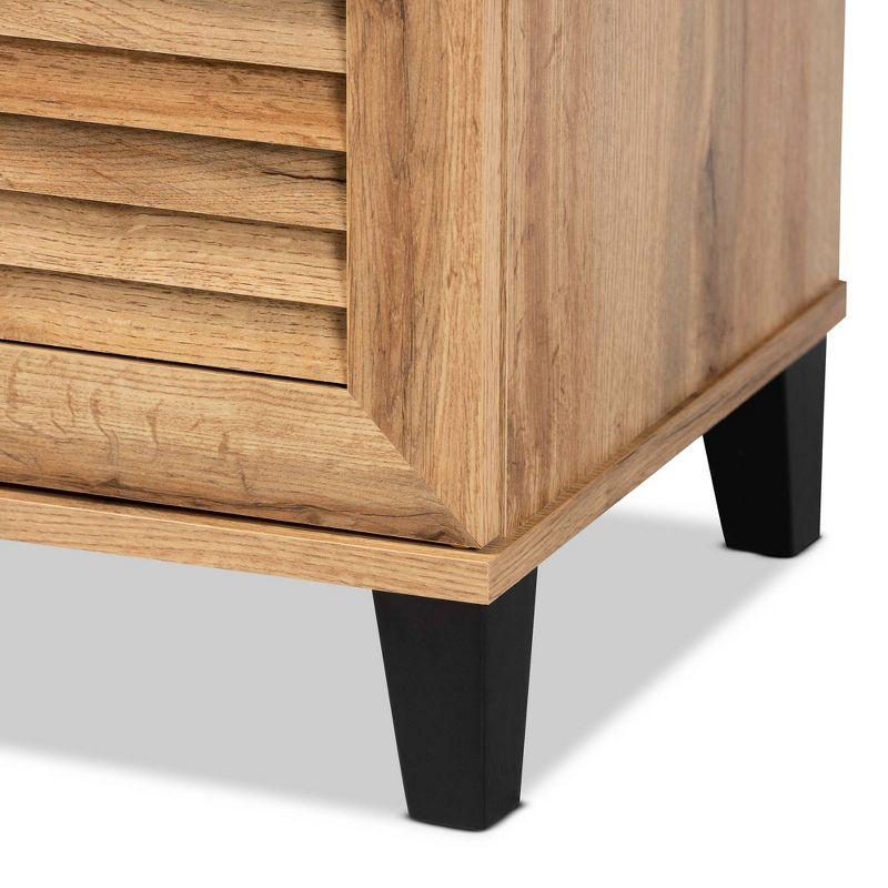 Coolidge Wood 2 Door Storage Cabinet Oak Brown - Baxton Studio: Nautical Style, 4 Fixed Shelves, Wood Frame