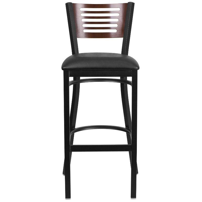 Flash Furniture Black Decorative Slat Back Metal Restaurant Barstool