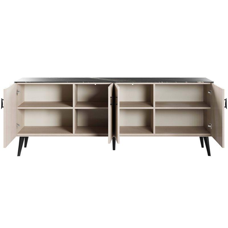Manhattan Comfort 78.7" Haley Sideboard White/Black Marble