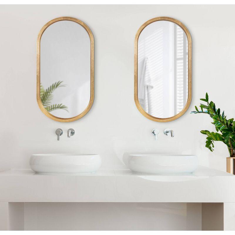 20" x 30" Travis Oval Wall Mirror Gold - Kate & Laurel: Modern Bathroom Vanity Decor