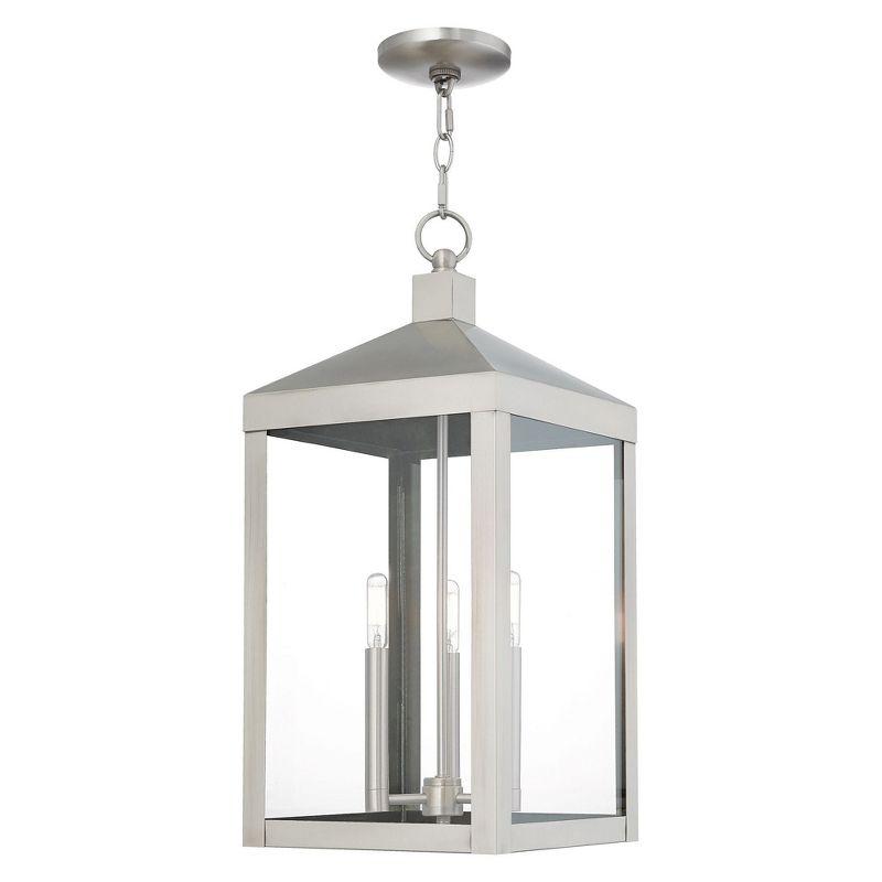 3 Light Outdoor Pendant Lantern with Clear Glass Shade