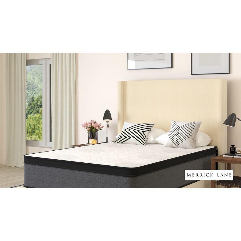 Merrick Lane Full Size 13" Euro Top Mattress in a Box with Hybrid Pocket Spring and Foam Design for Supportive Pressure Relief