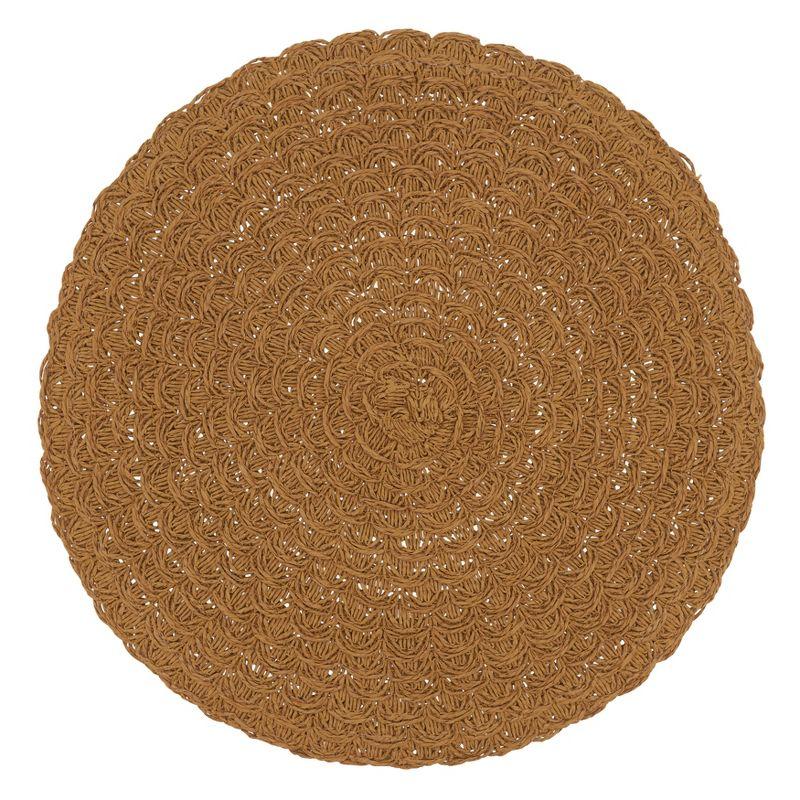 Rustic Brown Paper Woven Round Placemats, Set of 4