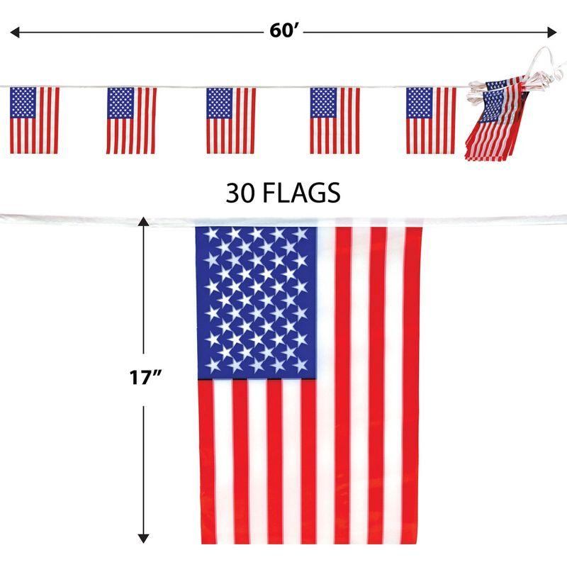 Beistle American Flag Pennant Banner, 17" x 60', (1/Pkg) Multicolored