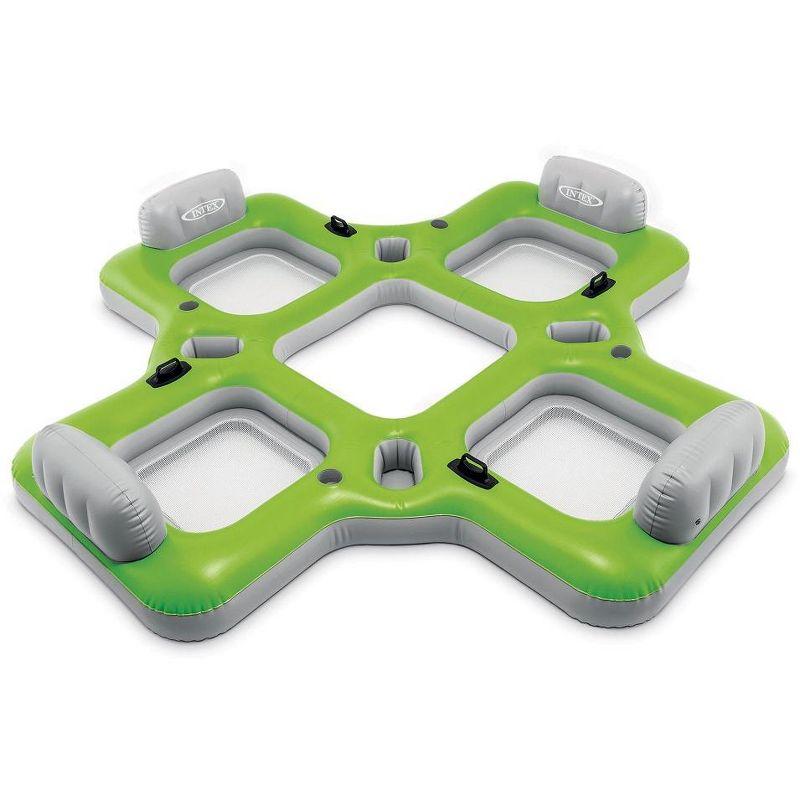 Intex Lounge Island Inflatable 4 Seat PVC Pool Raft Green 110 x 110 x 19 inches