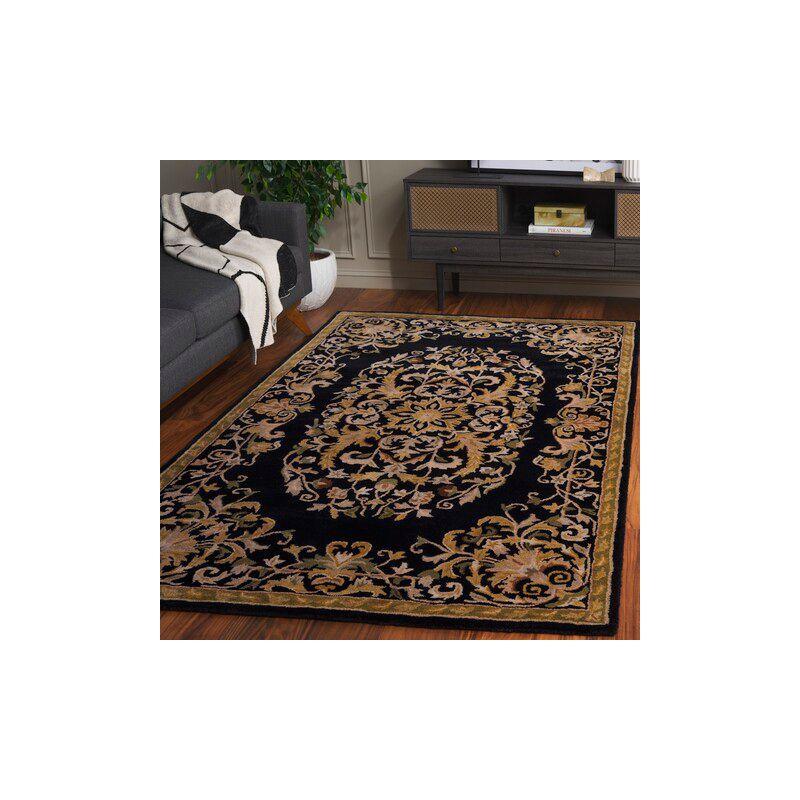 Heritage HG640 Handmade Area Rug - 7'6"x9'6" - Black - Safavieh