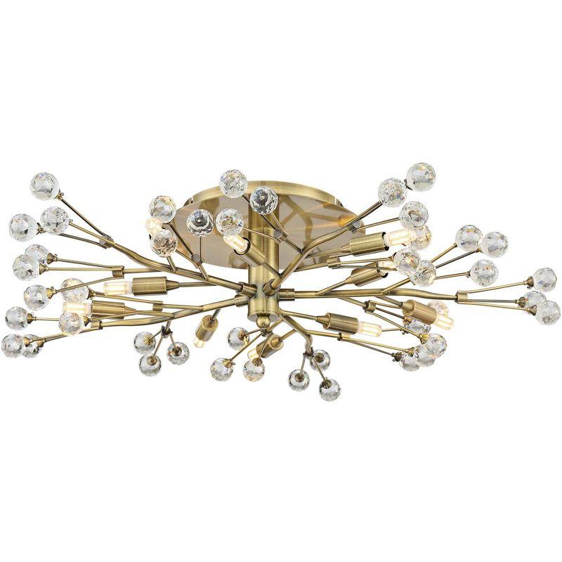 Brass and Crystal 27" Semi-Flush Mount Ceiling Light with LED