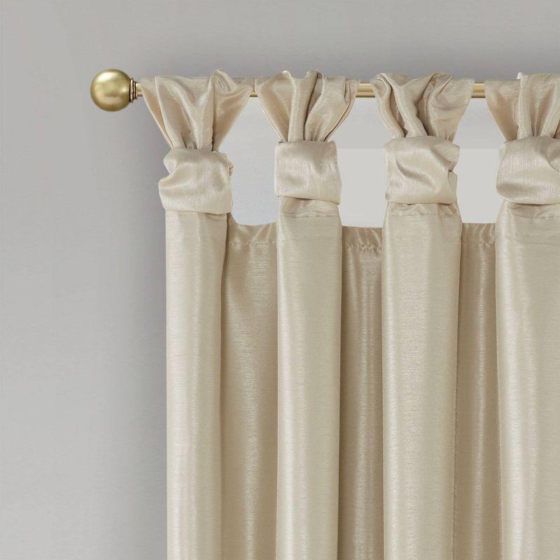 Champagne Faux Silk Room-Darkening Tab Top Drape Panel