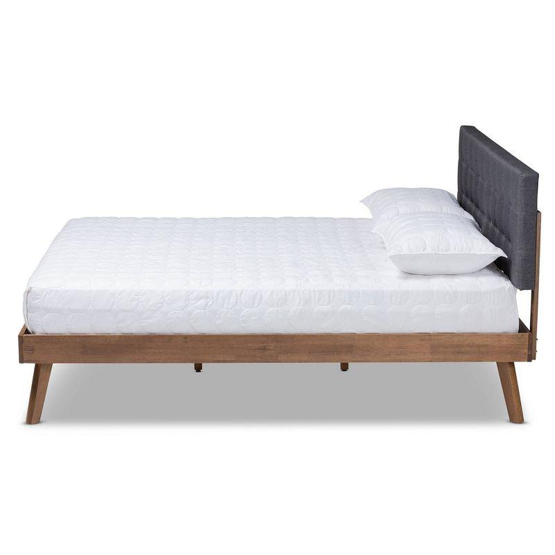Full Devan Fabric Upholstered Platform Bed with Headboard - Baxton Studio: Mid-Century Modern, No Box Spring Required