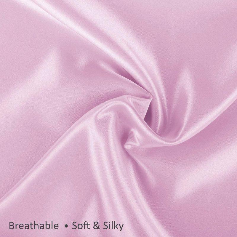 Standard Pink Satin Polyester Pillowcase Set with Zipper