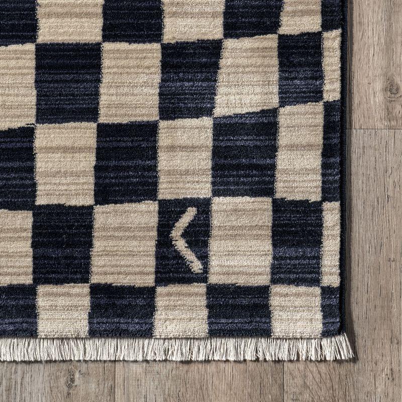 Nuloom Dominique Abstract Checkered Fringe Area Rug