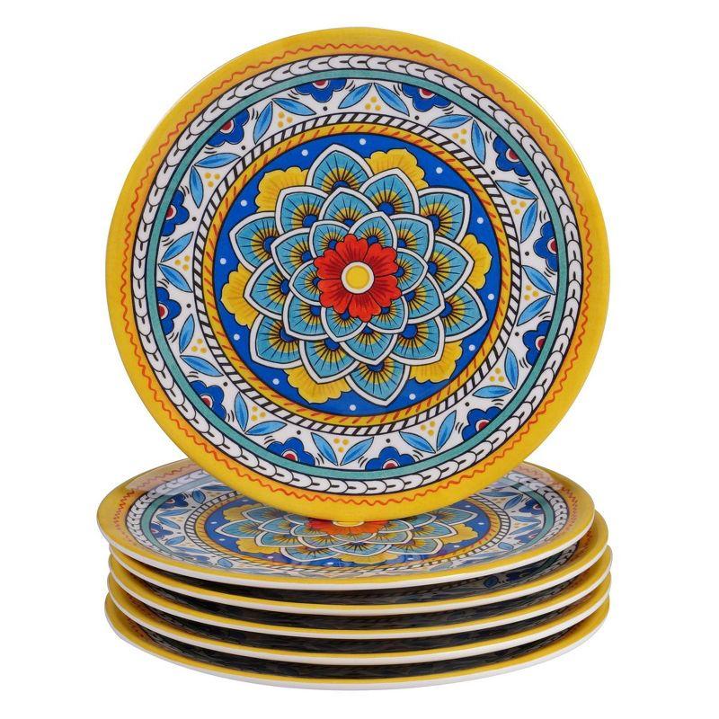 Portofino 9" Multicolor Melamine Salad Plates Set of 6