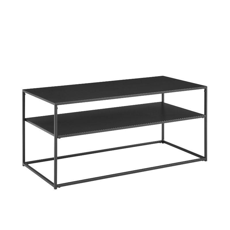 Braxton Matte Black Metal and Wood Rectangular Nesting Coffee Table