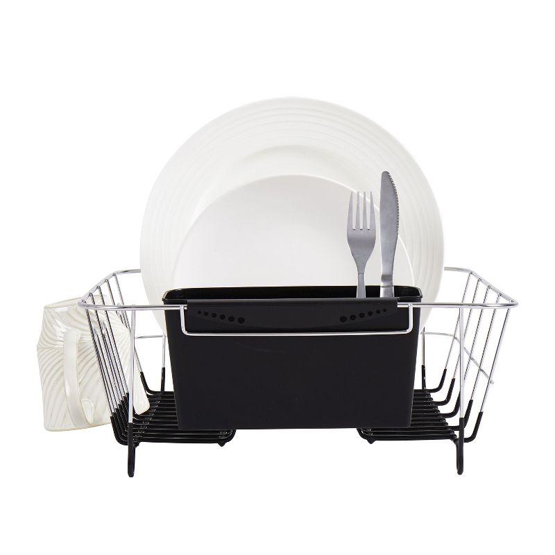 Chrome Plated Steel 2-Piece Small Dish Drainer - Black