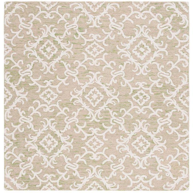 Ivory Wool Square Tufted Handmade Area Rug - 6'x6'