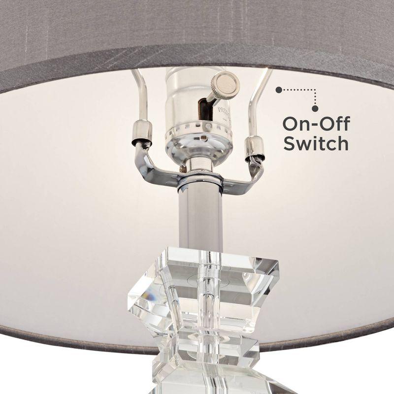 Vienna Full Spectrum Traditional Table Lamp 25" High Crystal Body Gray Tapered Drum Shade for Living Room Bedroom Bedside Nightstand Family