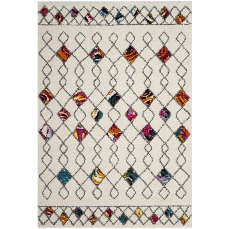 Fiesta Shag FSG361 Power Loomed Area Rug - Cream/Multi - 6'7"x9'2" - Safavieh.