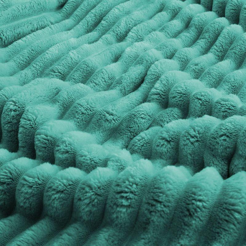 Peace Nest Flannel Fleece Plush Fuzzy Comforter Set Fluffy Bedding Set with 2 Pillowcases, Green, King