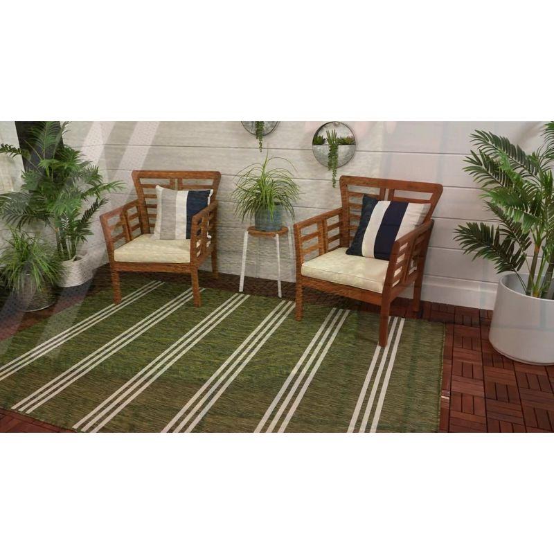 Charcoal and Gray Stripe 9' x 12' Outdoor Synthetic Area Rug