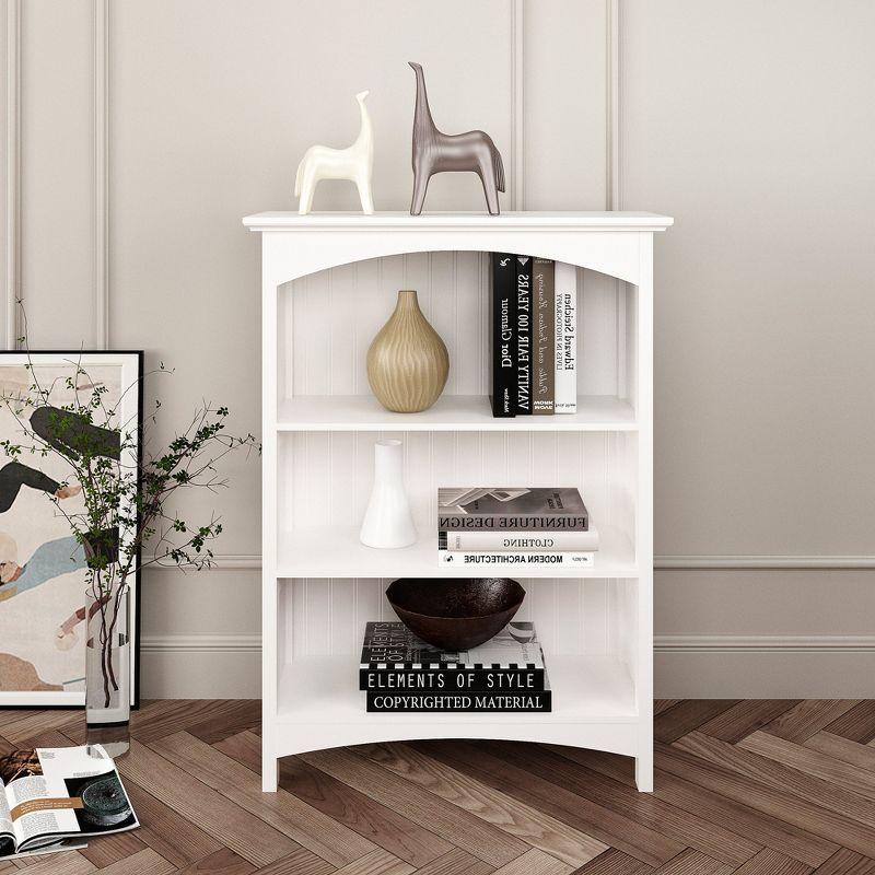eHemco 3 Tier Storage Shelf Bookcase with 2 Arched Supports, 40 Inches Height, Black