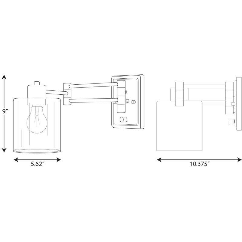 Progress Lighting Milner 1-Light Wall Bracket, Black, Clear Glass Shade