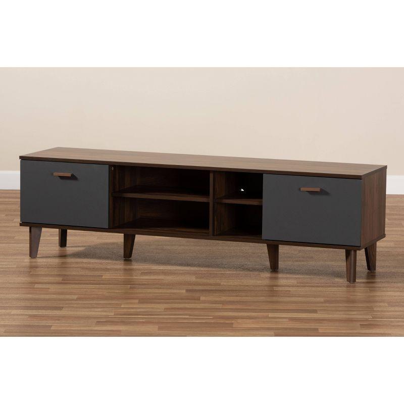 Moina Two-Tone Wood TV Stand for TVs up to 70" Walnut/Gray - Baxton Studio