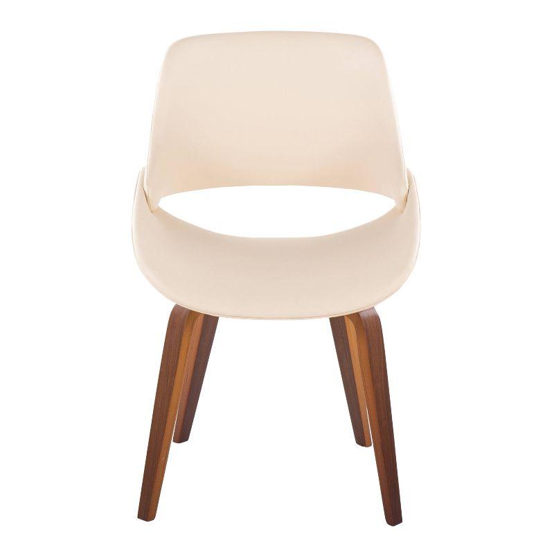 LumiSource Set of 2 Fabrico Dining Chairs Walnut/Cream : Mid-Century Modern, Upholstered, Wood Frame