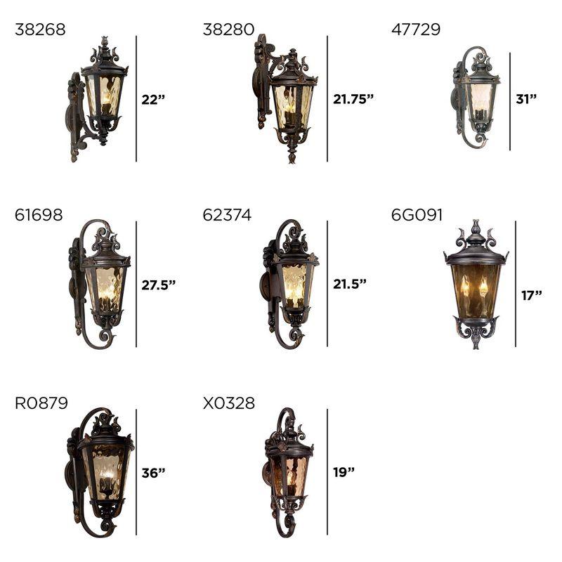 John Timberland Casa Marseille Vintage Rustic Outdoor Wall Light Fixture Bronze Scroll 21 1/2" Hammered Glass for Post Exterior Barn Deck House Porch