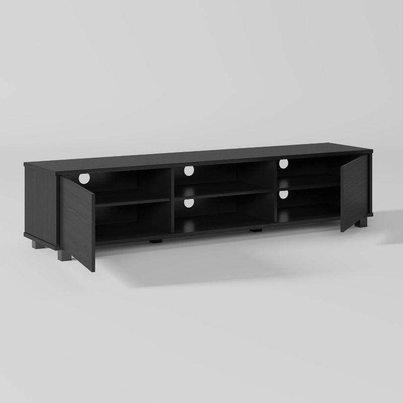 CorLiving Hollywood TV Stand for TVs up to 85" Black: Modern Console, Adjustable Shelves, MDF Frame