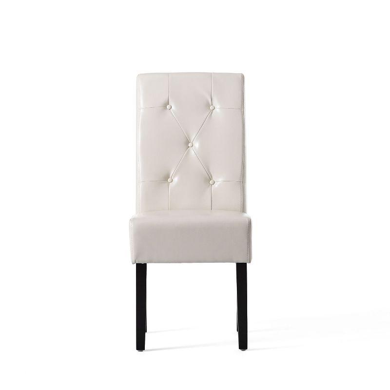 GDFStudio San Marcos Contemporary Tufted Dining Chairs (Set of 2), Ivory/Faux Leather