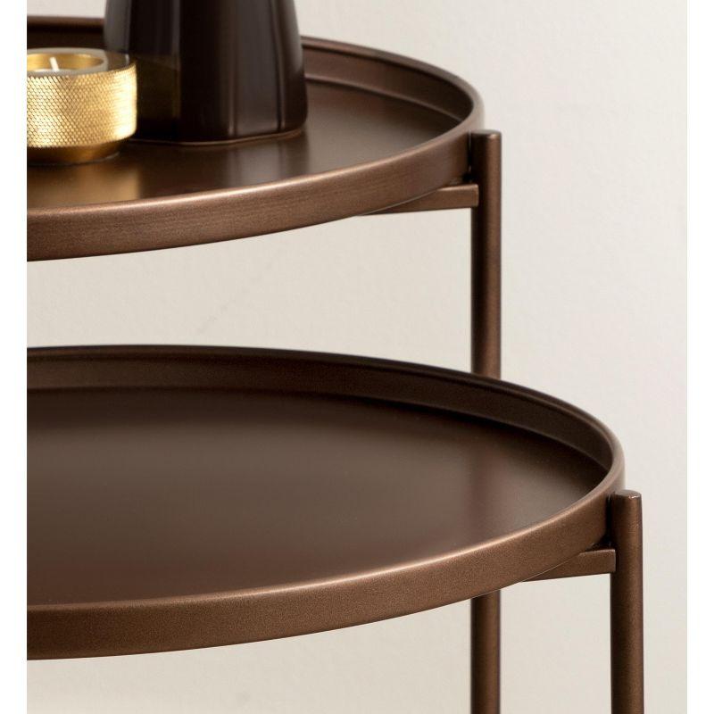 Kate and Laurel Ulani Round Metal Nesting Table, 2 Piece, Bronze
