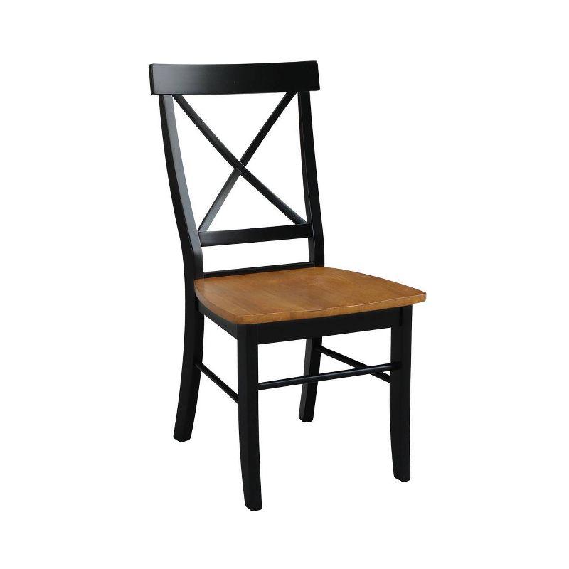 International Concepts Set of 2 X Back Chairs with Solid Wood Seats Black/Cherry Red: Hardwood Frame, Mid-Century Style