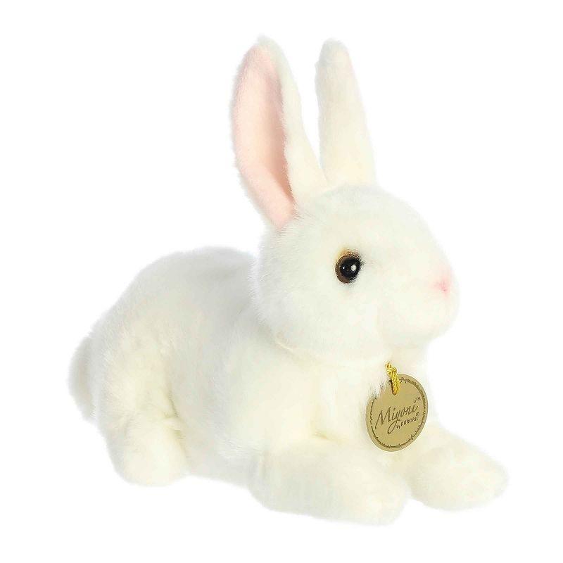Aurora Small American White Rabbit Miyoni Realistic Stuffed Animal White 8"